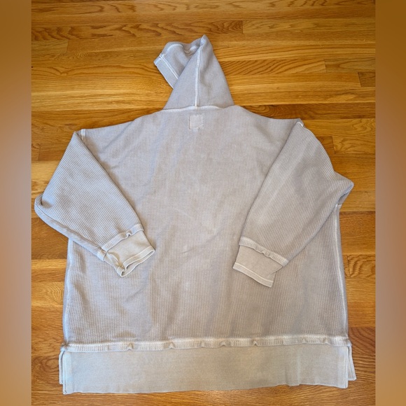 Aerie Oversized Waffle Knit Hoodie XL Neutral Henley Pullover Lounge - Picture 4 of 9